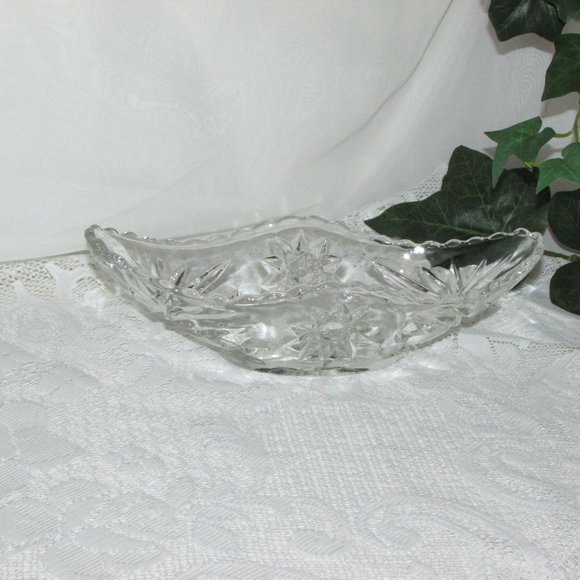 Vintage  Anchor Hocking Glass EAPC Celery Boat Gondola Star Of David - Picture 4 of 6